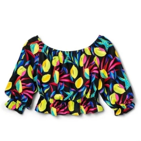 NWT Tabitha Brown x Target Lemon Print Bardot Top Off The Shoulder Size Medium - Picture 3 of 13